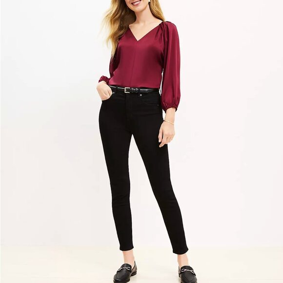 Loft Black Denim High Rise Skinny Jeans - Size 10 - Picture 1 of 12